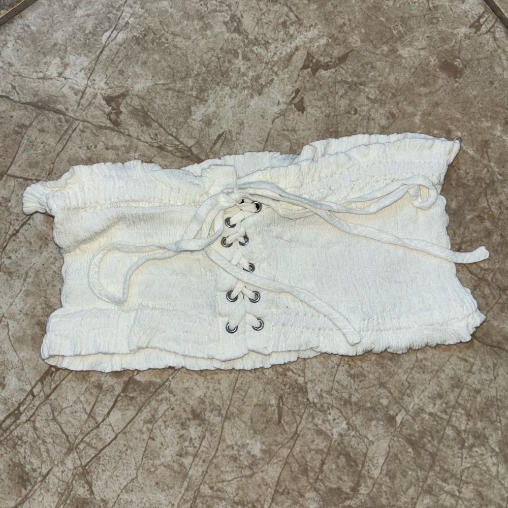 White Lace-Up Tube Top